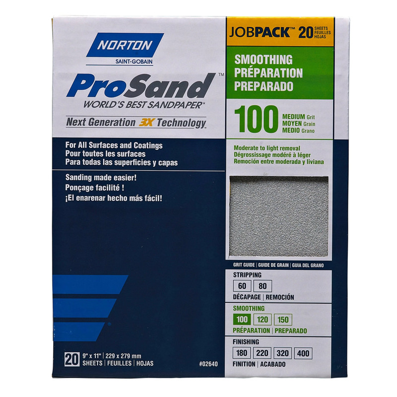 ProSand 3X Sanding Sheets - 9" x 11" - Grit:100 Grit - Pieces:20-Piece